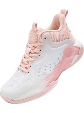 Women's Pink Breathable High Upper Anti Slip Sneakers Basketball Shoes